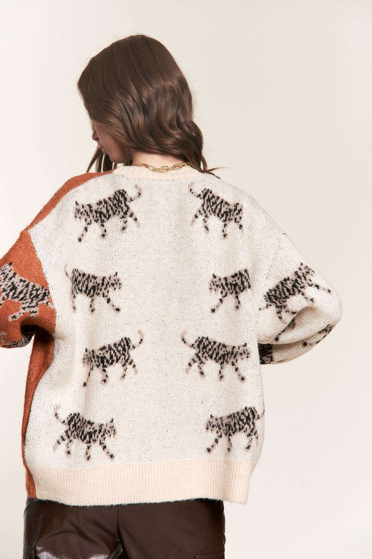 Wildly Cozy Cardigan in Camel/ Cream