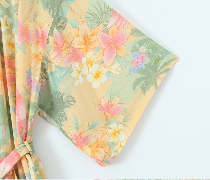 Palm Beach Boho Floral Print Maxi Robe