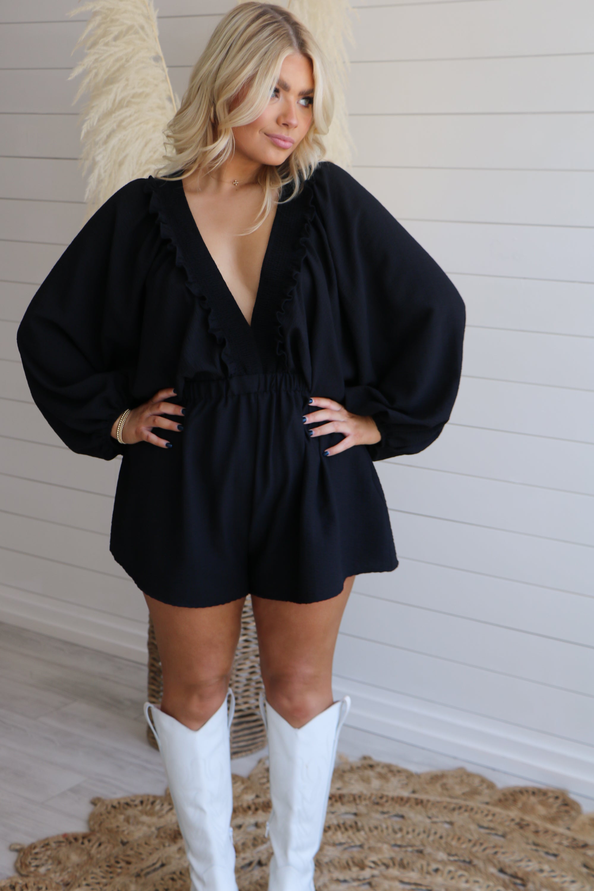 She's Arrived Romper in Black