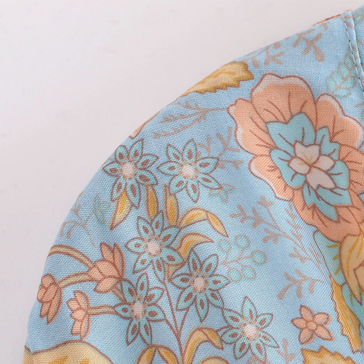 Enchanted Blue Boho Floral Print Maxi Robe