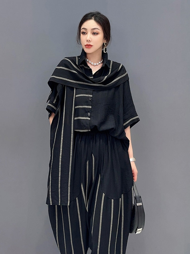 Elegant Classy Blouse & Pants 2-Piece Set