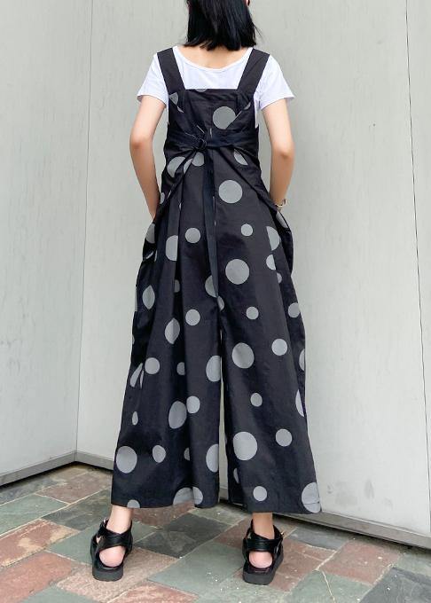 Black polka dot overalls 2021 new loose large size nine points straight wide leg pants