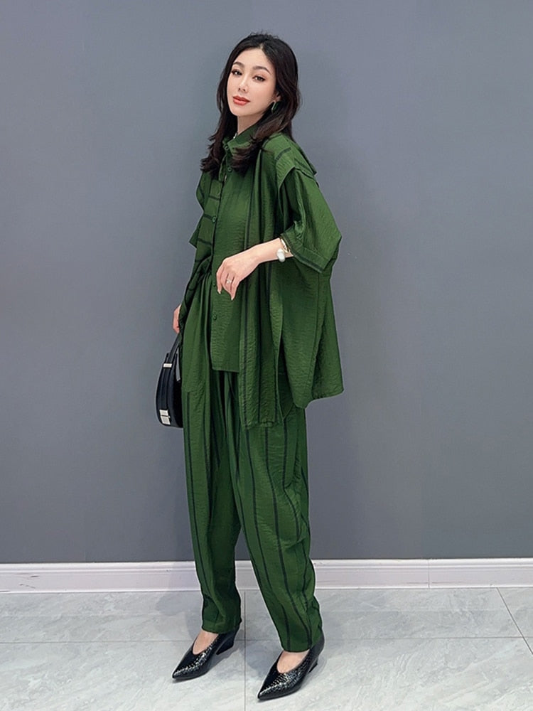 Elegant Classy Blouse & Pants 2-Piece Set