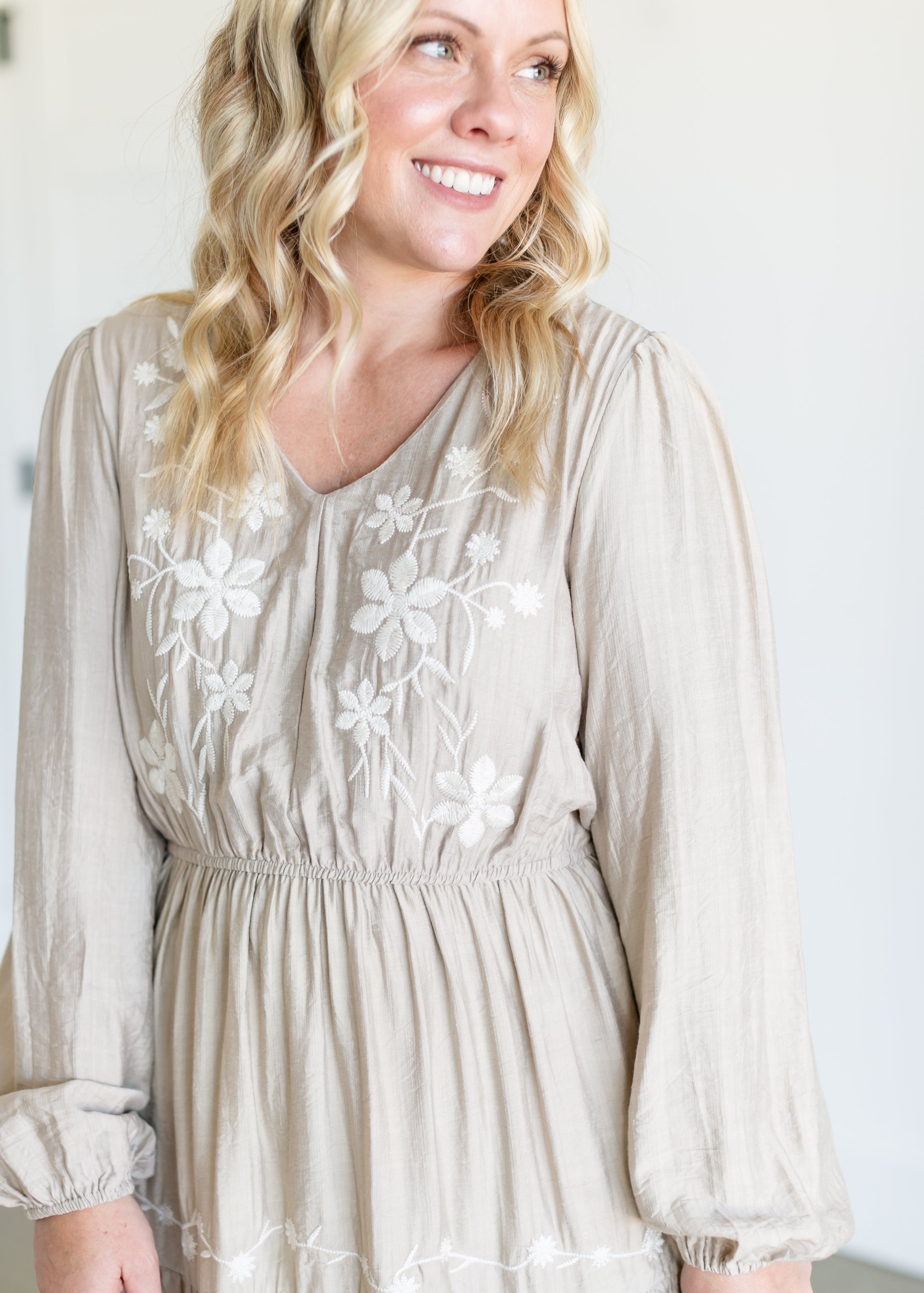 Floral Crochet Detailed Long Sleeve Dress