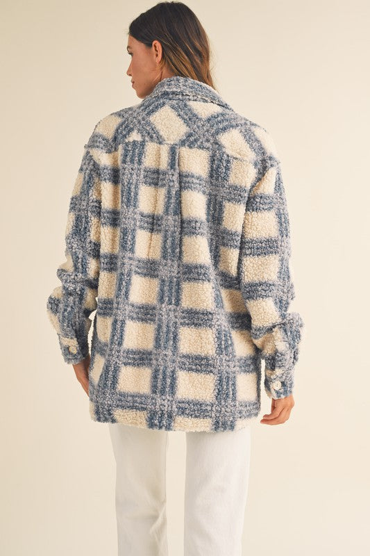 Last Forever Shacket in Blue/Cream