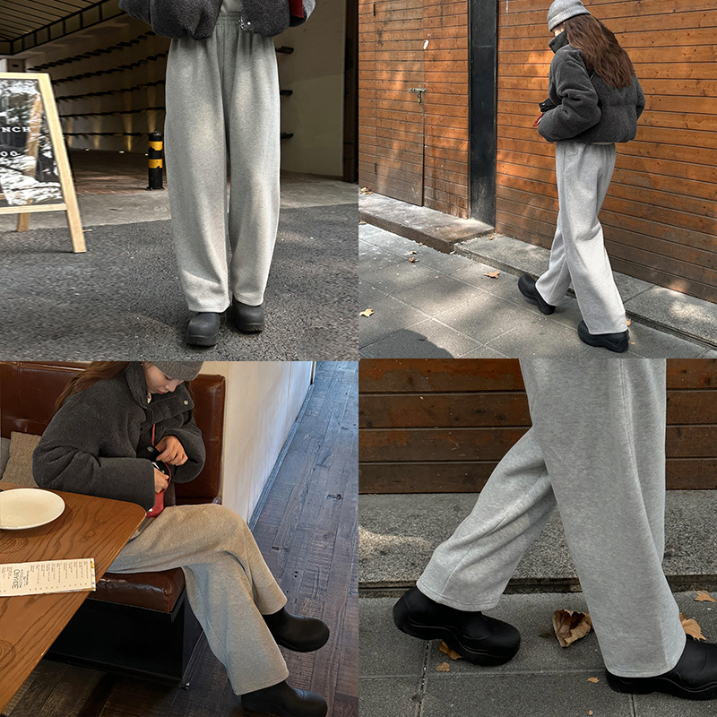 High-waisted casual fleece sweatpants