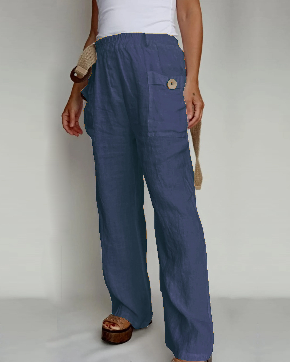 Loose cotton and linen casual pants home harem trousers