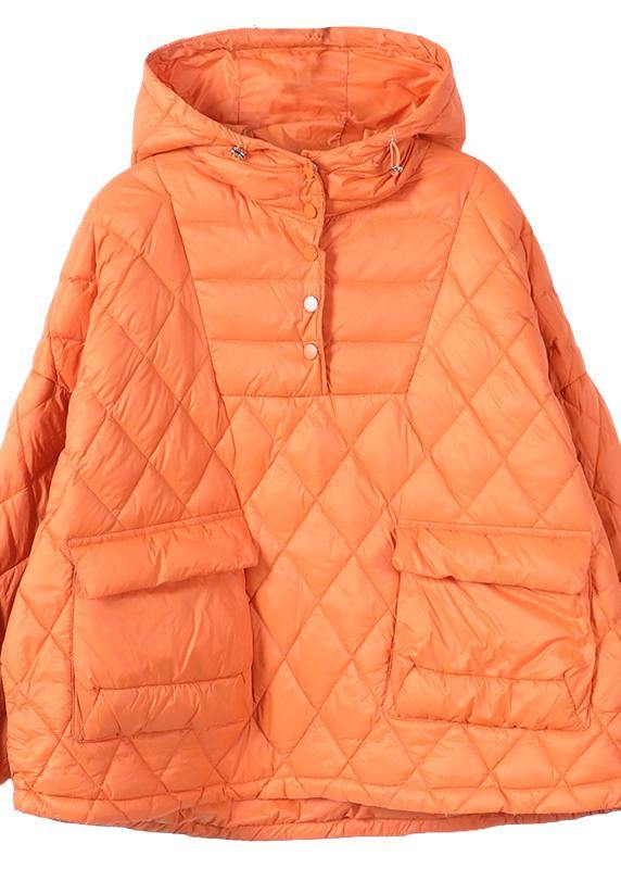 Literary Orange Plus Size Hooded Pullover Short Puffers Jackets(Free Shipping + Limited Stock)
