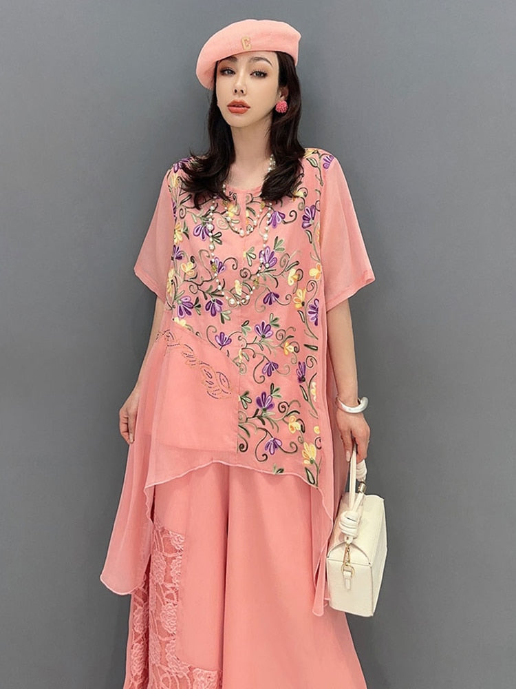 Haute Couture Oversized Top & Wide Leg Pants 2-Piece Set