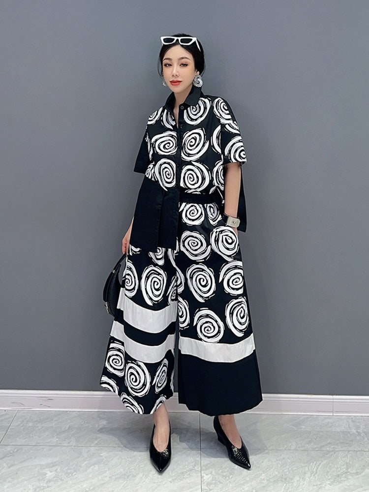 Casual Chic Blouse & Wide Leg Pants 2-Piece Set