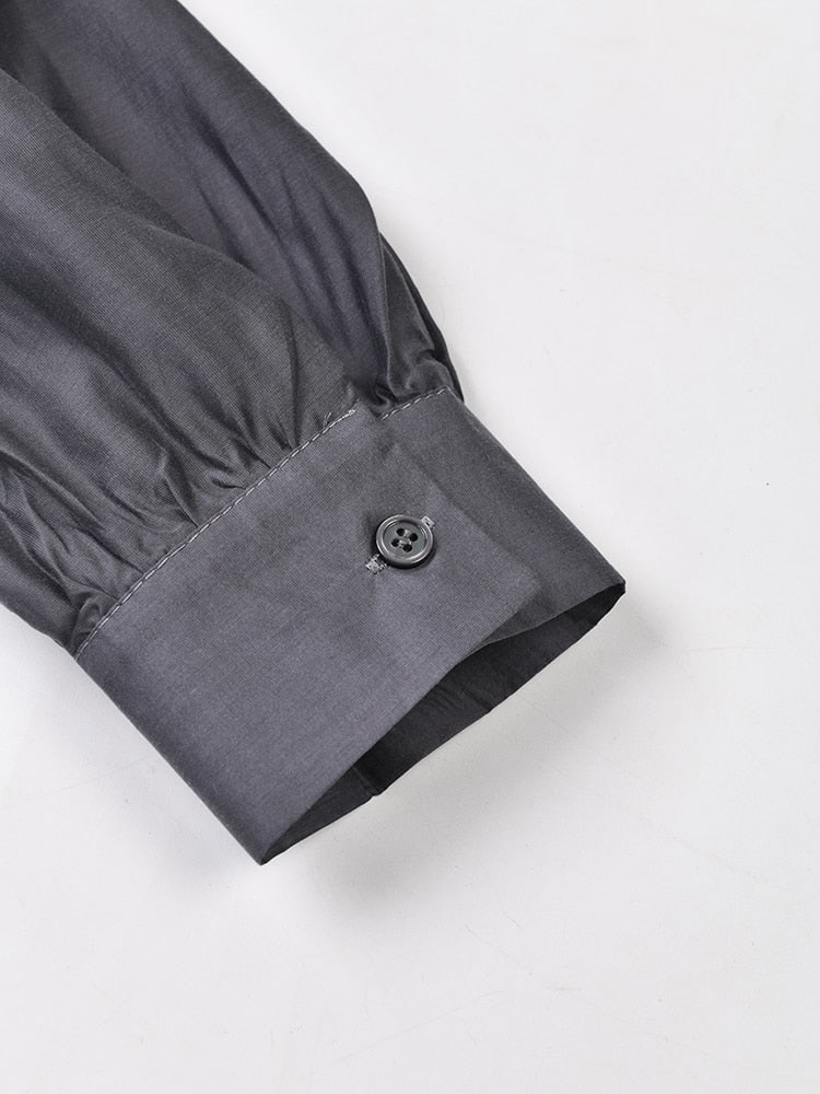 Elegant Lightweight Charcoal Gray 2-Piece Set - Classy Blouse & Long Skirt