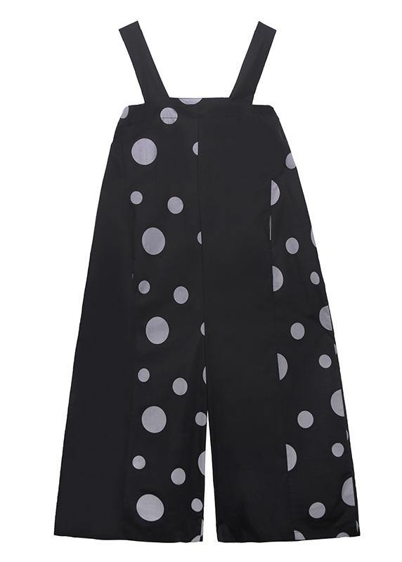 Black polka dot overalls 2021 new loose large size nine points straight wide leg pants