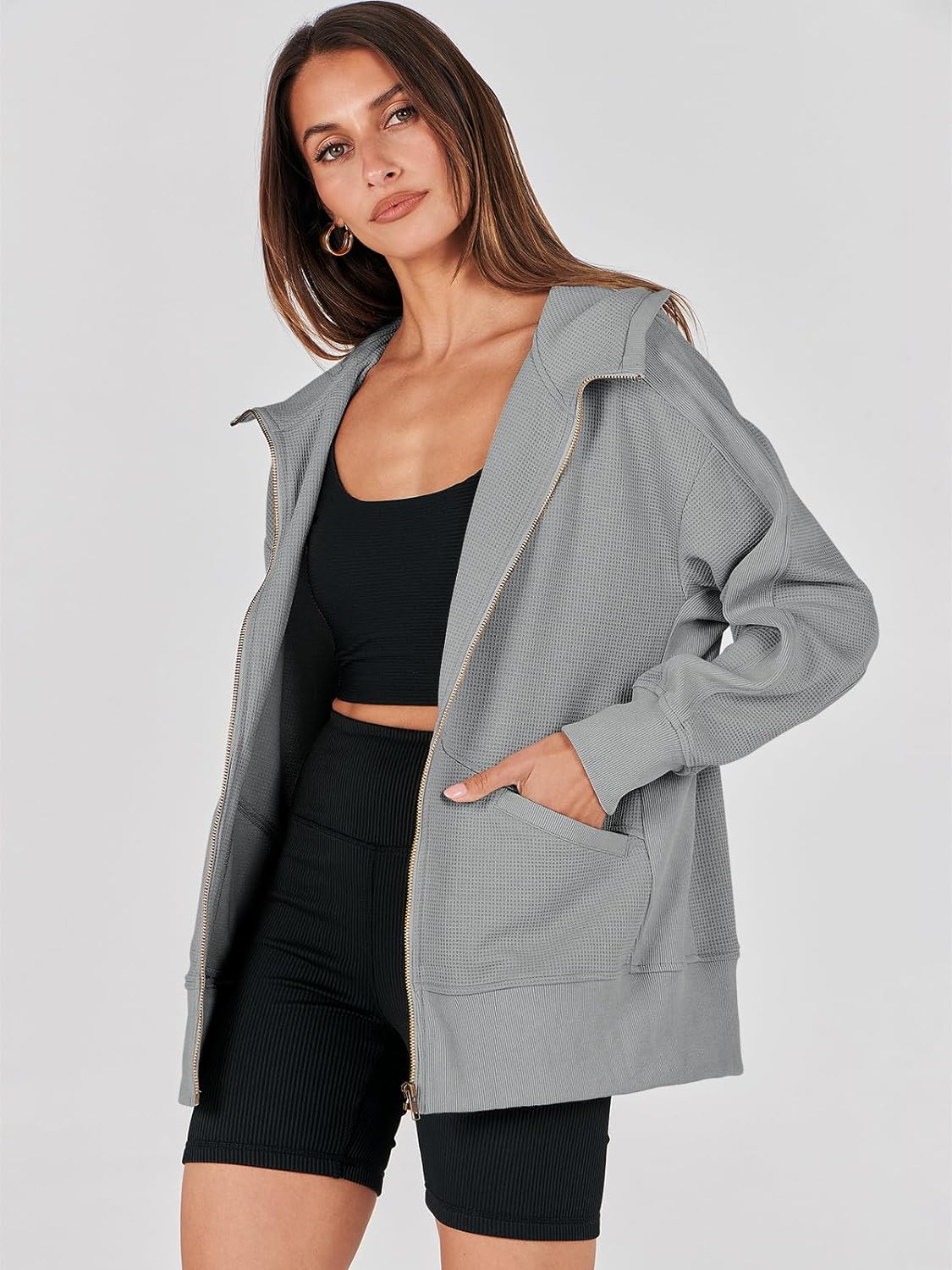 Waffle Knit Casual Jackets Outerwear