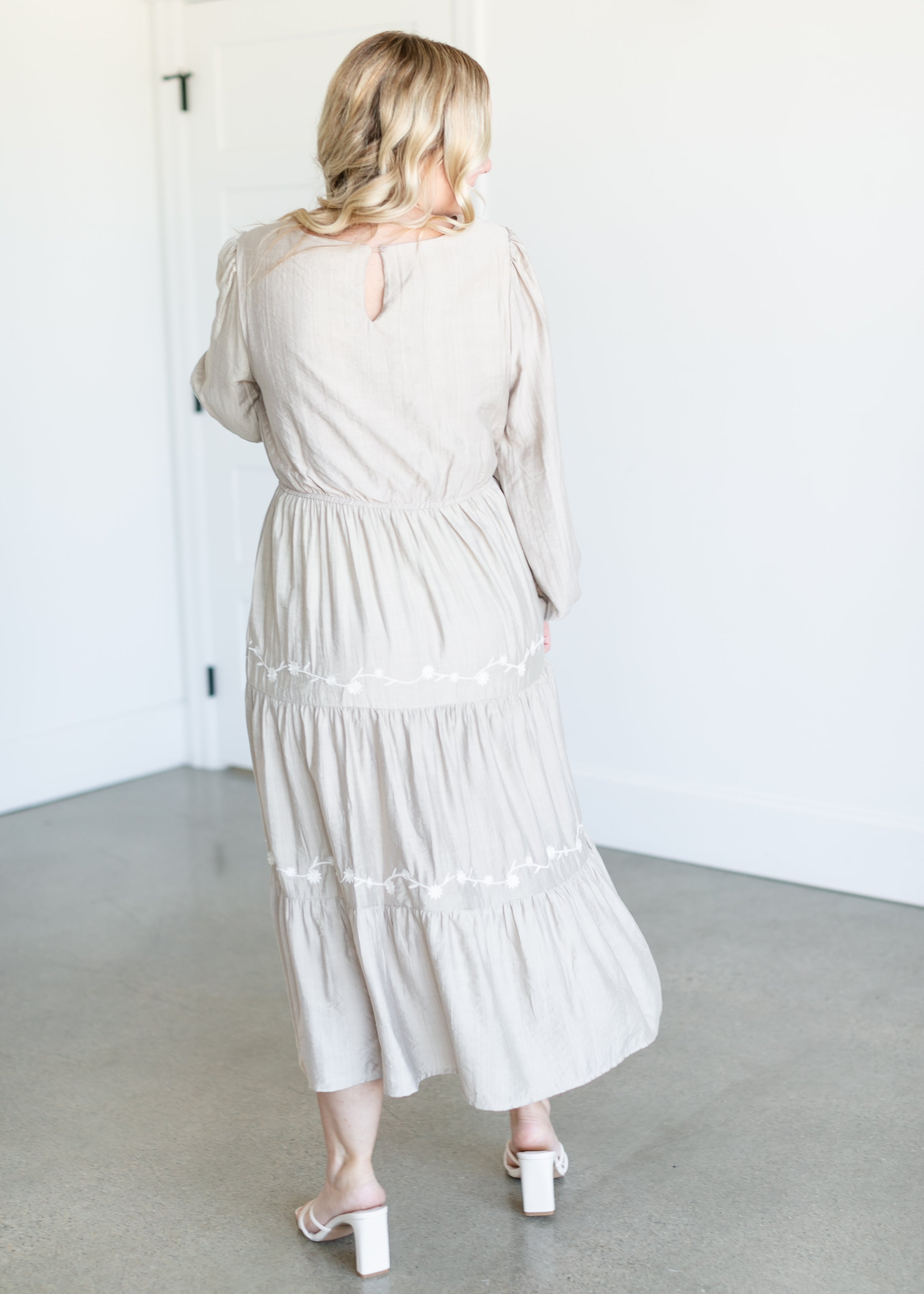 Floral Crochet Detailed Long Sleeve Dress