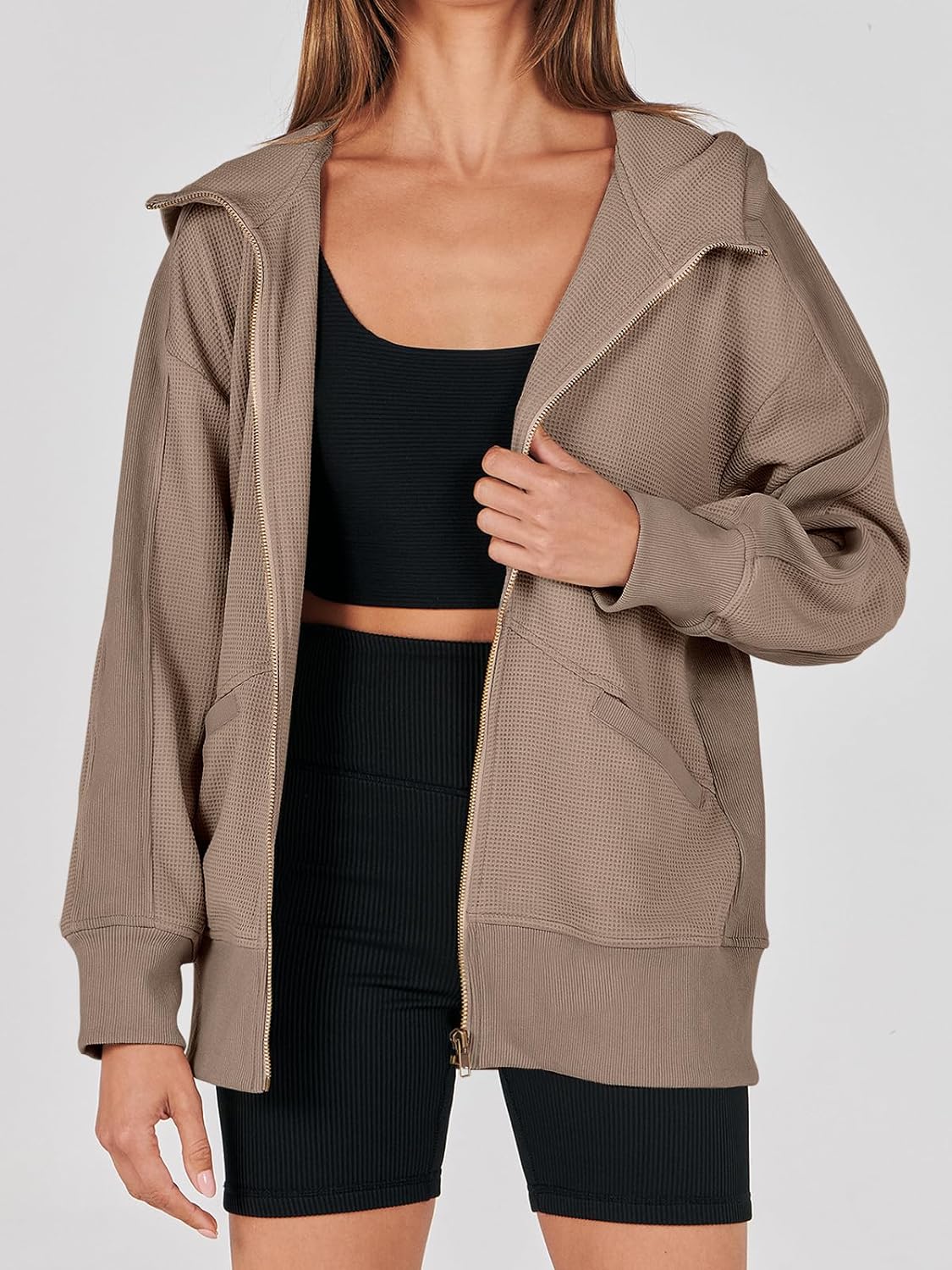 Waffle Knit Casual Jackets Outerwear