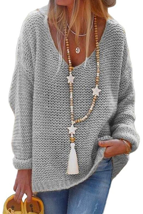 Trixiedress V Neck Long Sleeve Hollow Out Knit Sweater