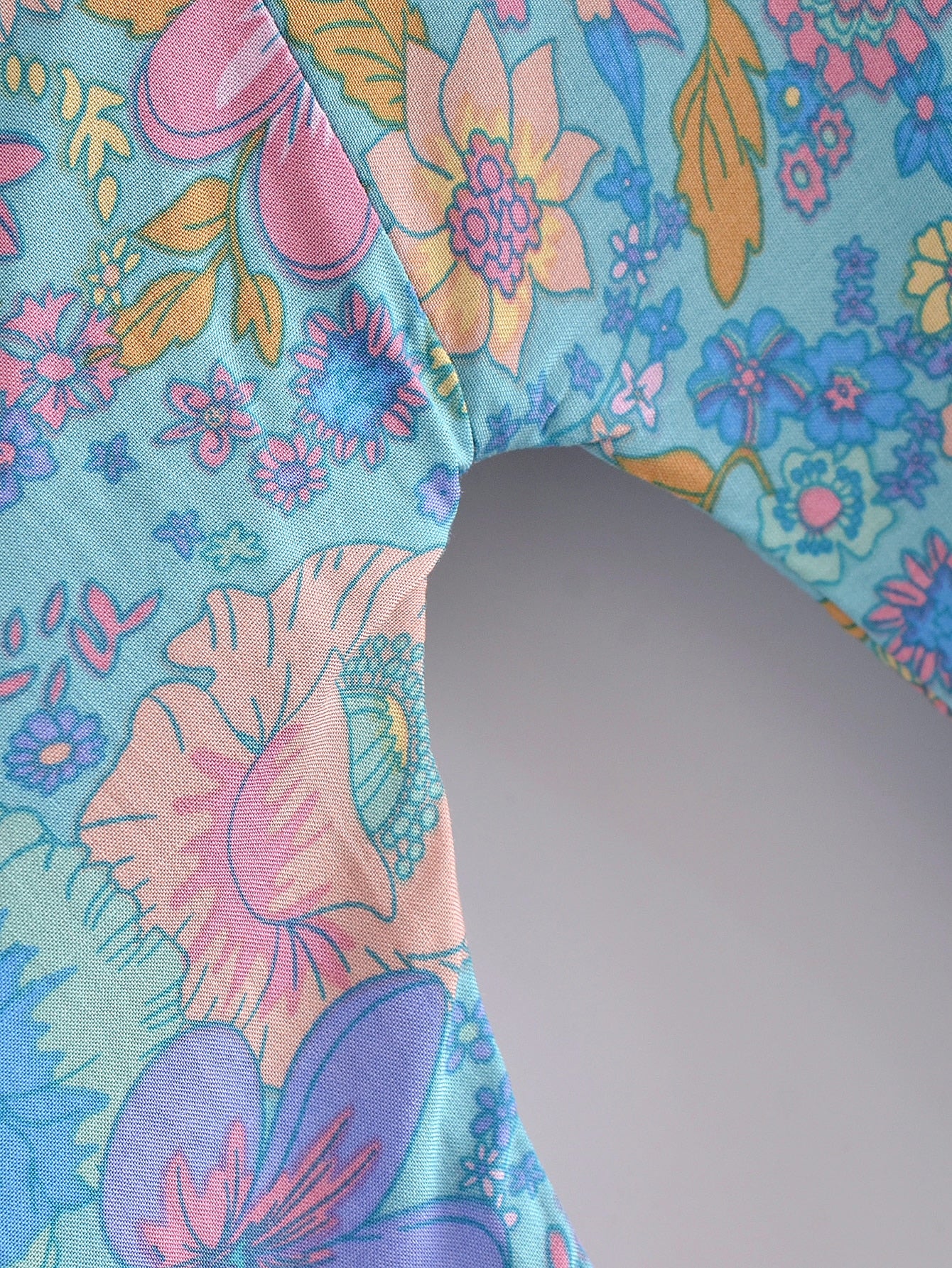 Blue Hibiscus Boho Floral Print Short Robe