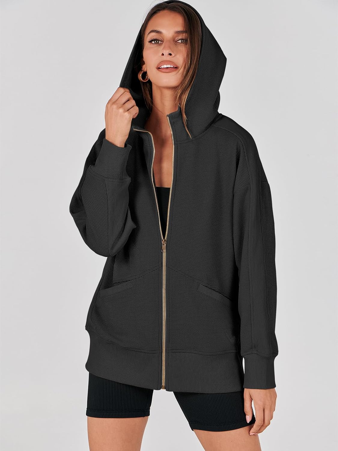 Waffle Knit Casual Jackets Outerwear