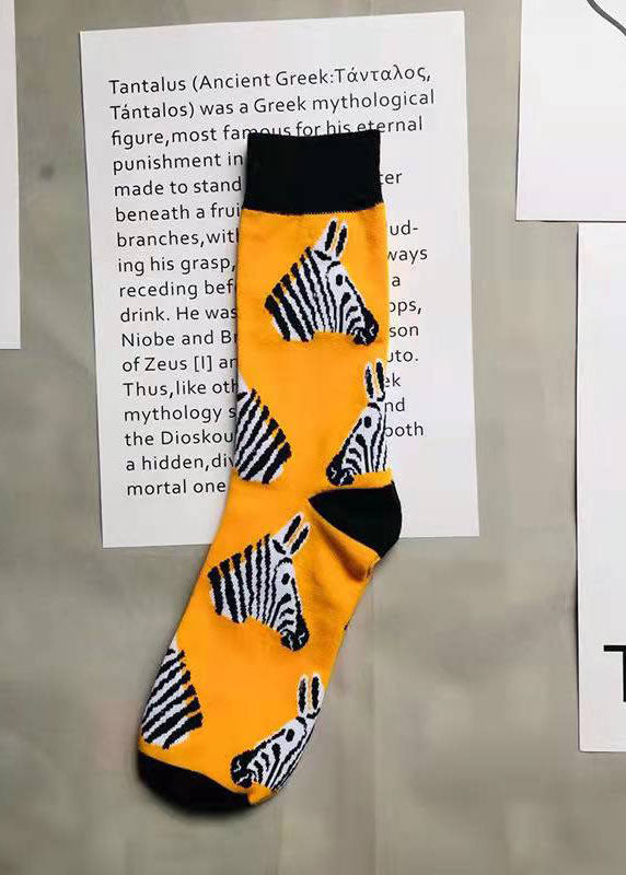 Women Jacquard Paitings Cotton Mid Calf Socks