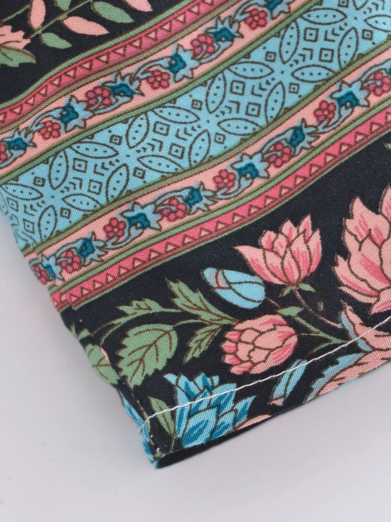 Sapphire Pink Boho Floral Print Short Robe