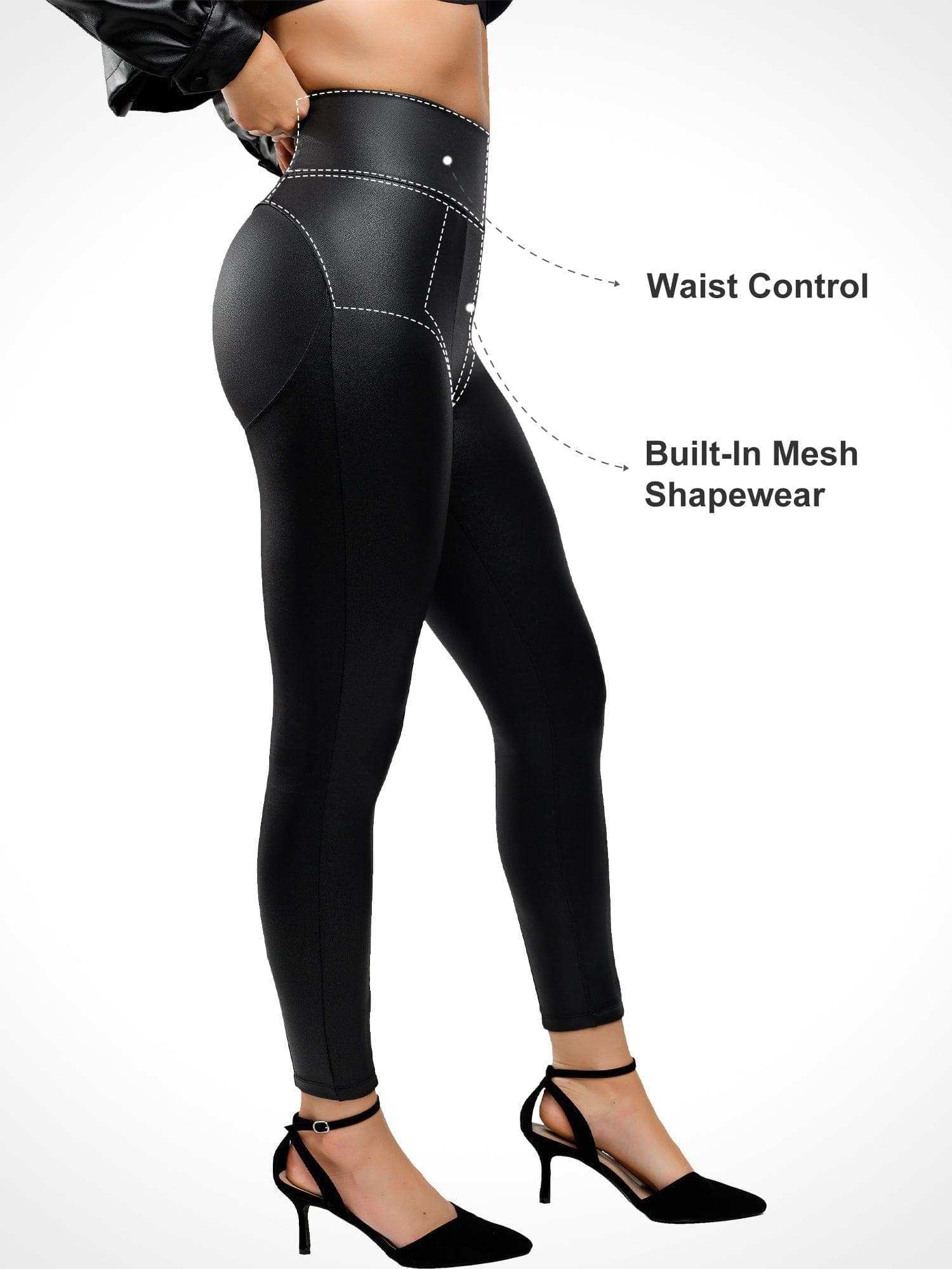 Built-In Shapewear Leather Bodysuit Or Midi Skirt Or Mini Skirt Or Leggings