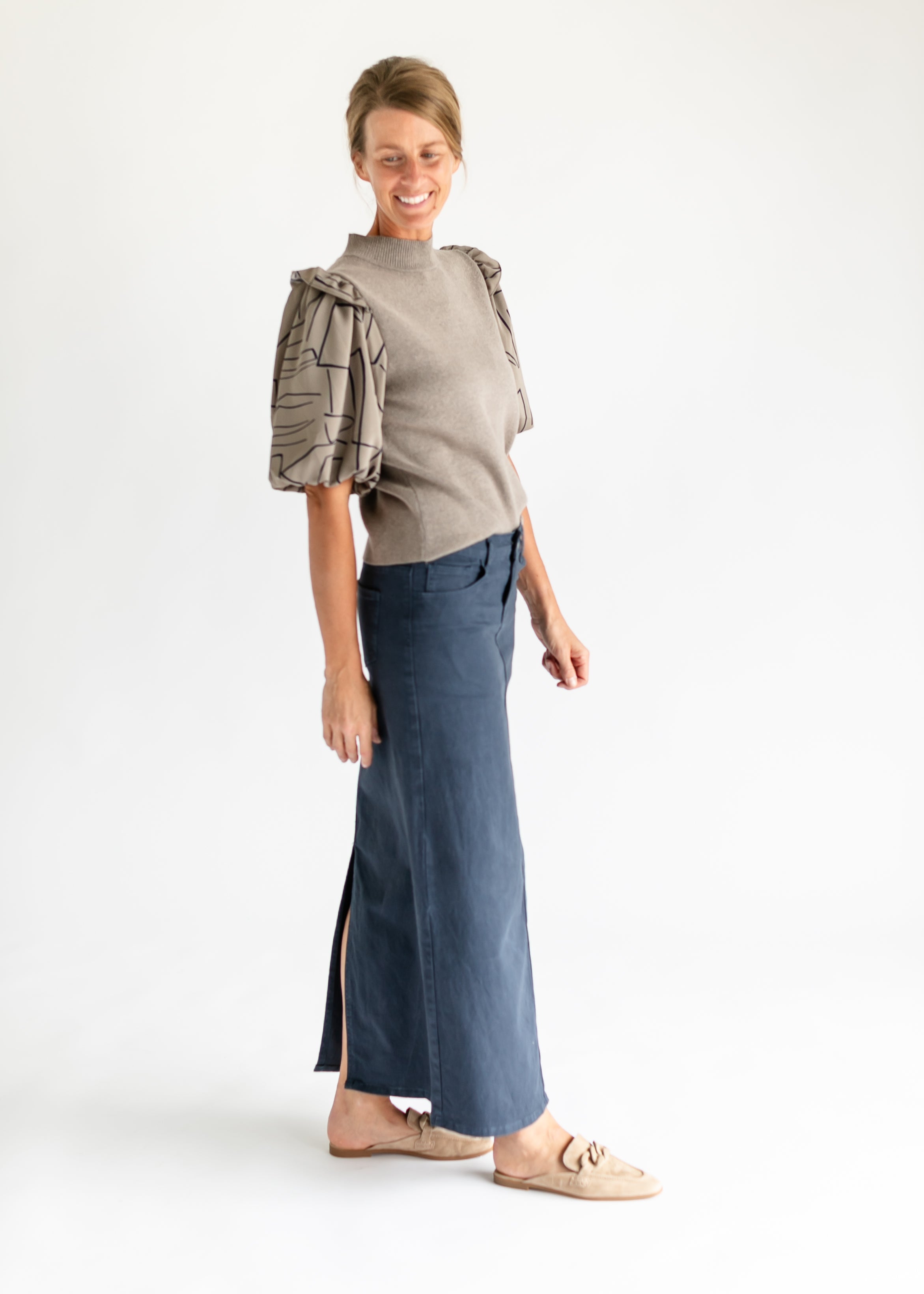 Stella Navy Denim Maxi Skirt