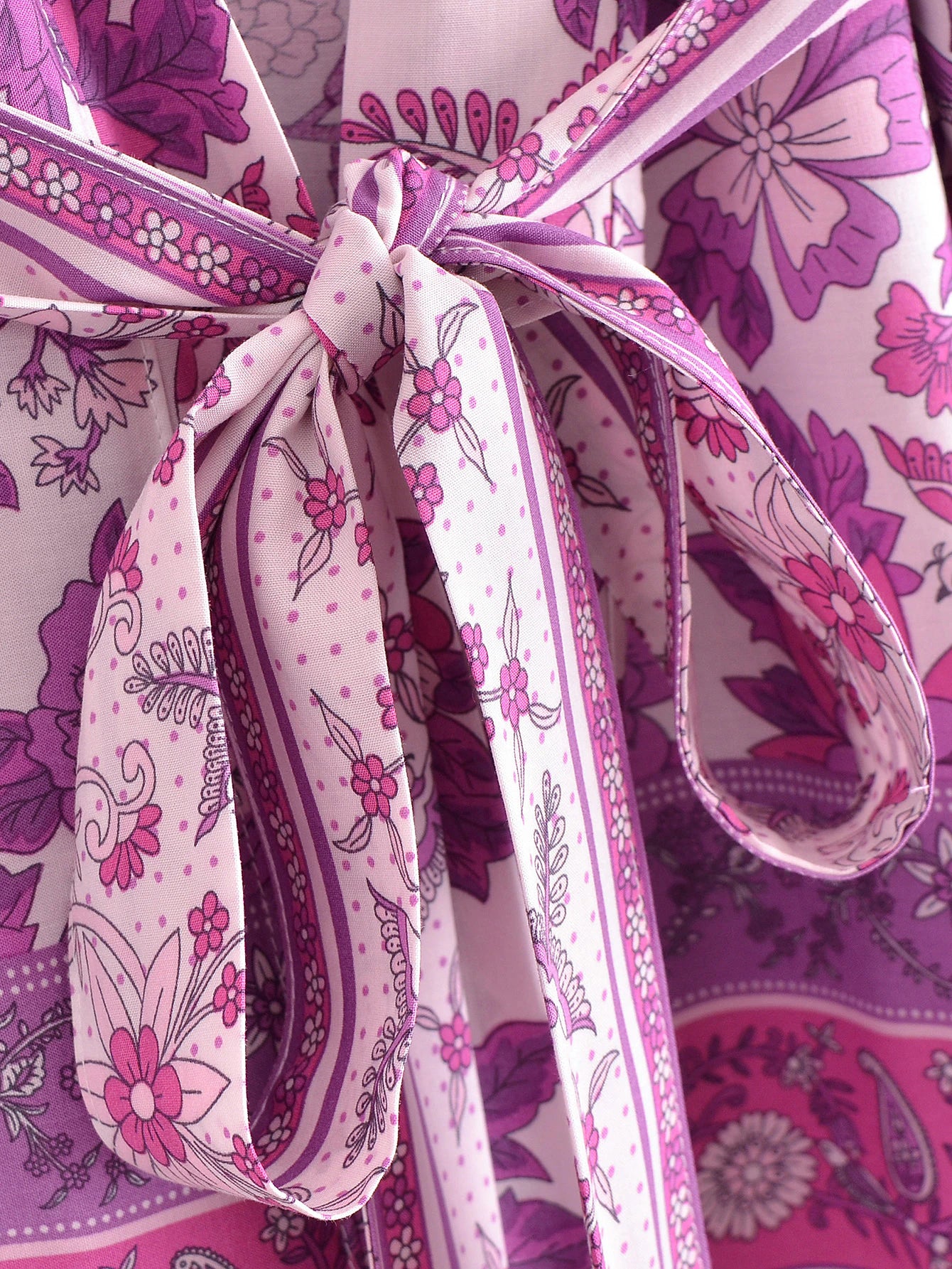 Lavender Lovebirds Boho Floral Print Short Robe