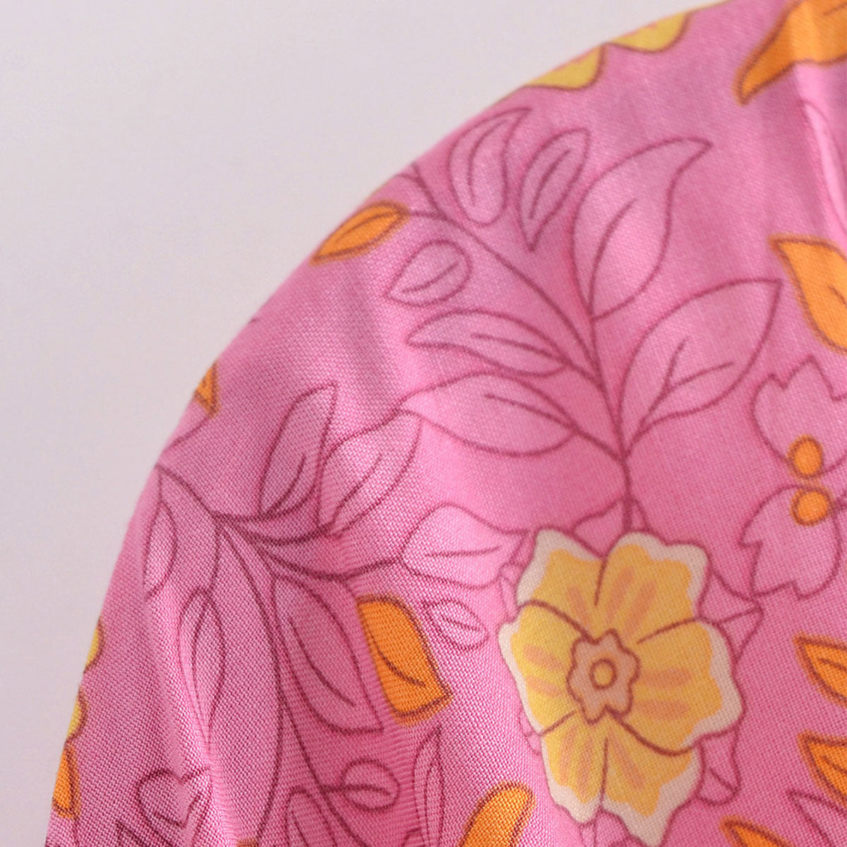 Capri Pink Boho Floral Print Short Robe