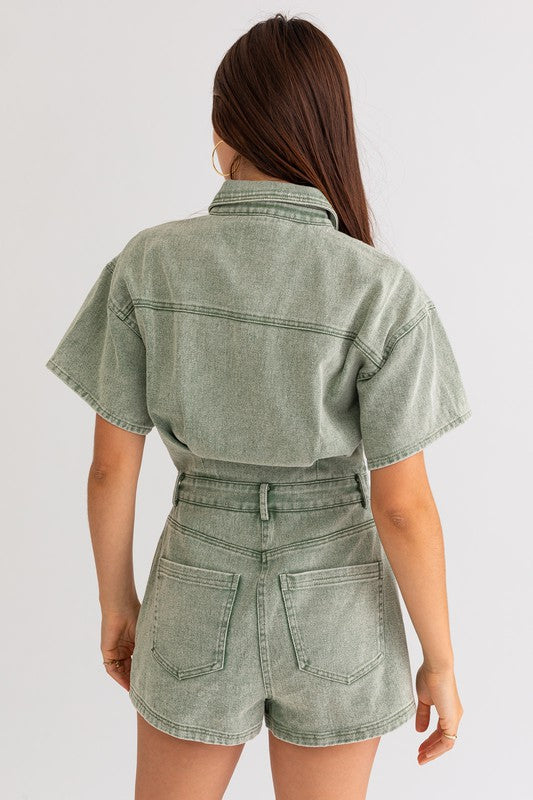 High Stakes Romper in Olive