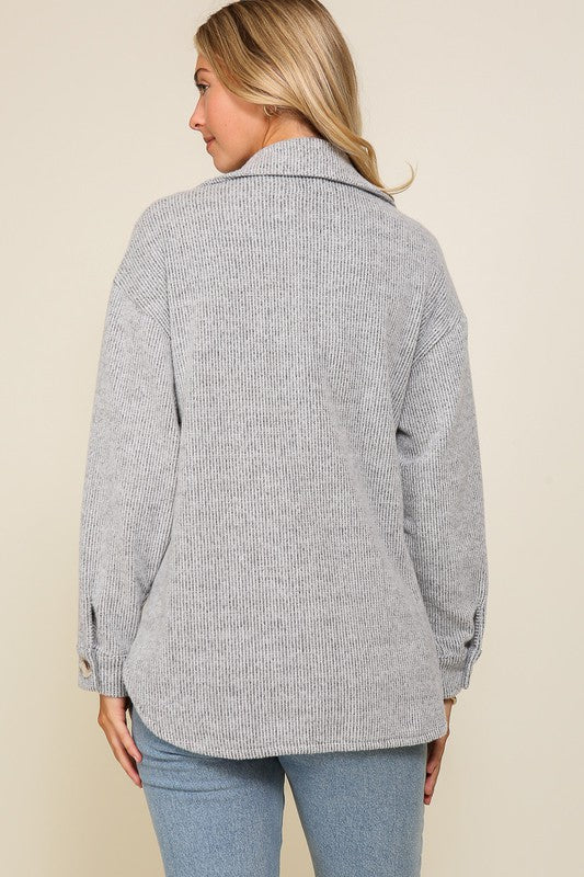 Wrapped In Your Love Shacket in Grey