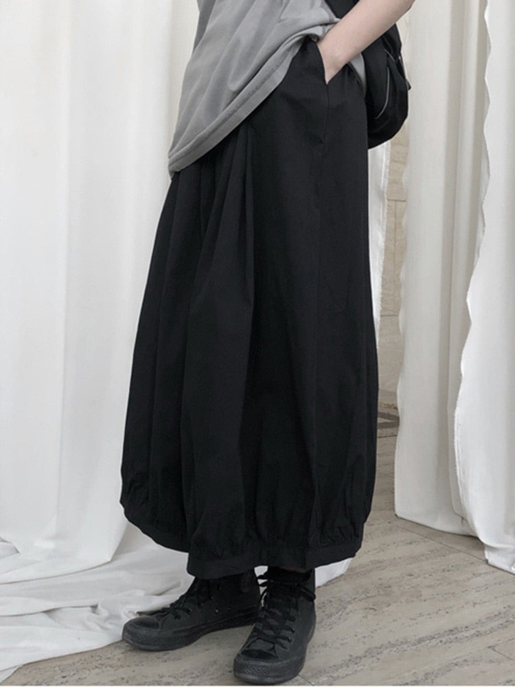 Classic Comfort Black Wide Leg Elastic Waist Pants