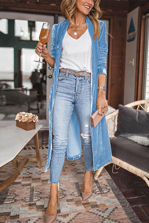 Trixiedress Paula Long Sleeve Velvet Long Coat