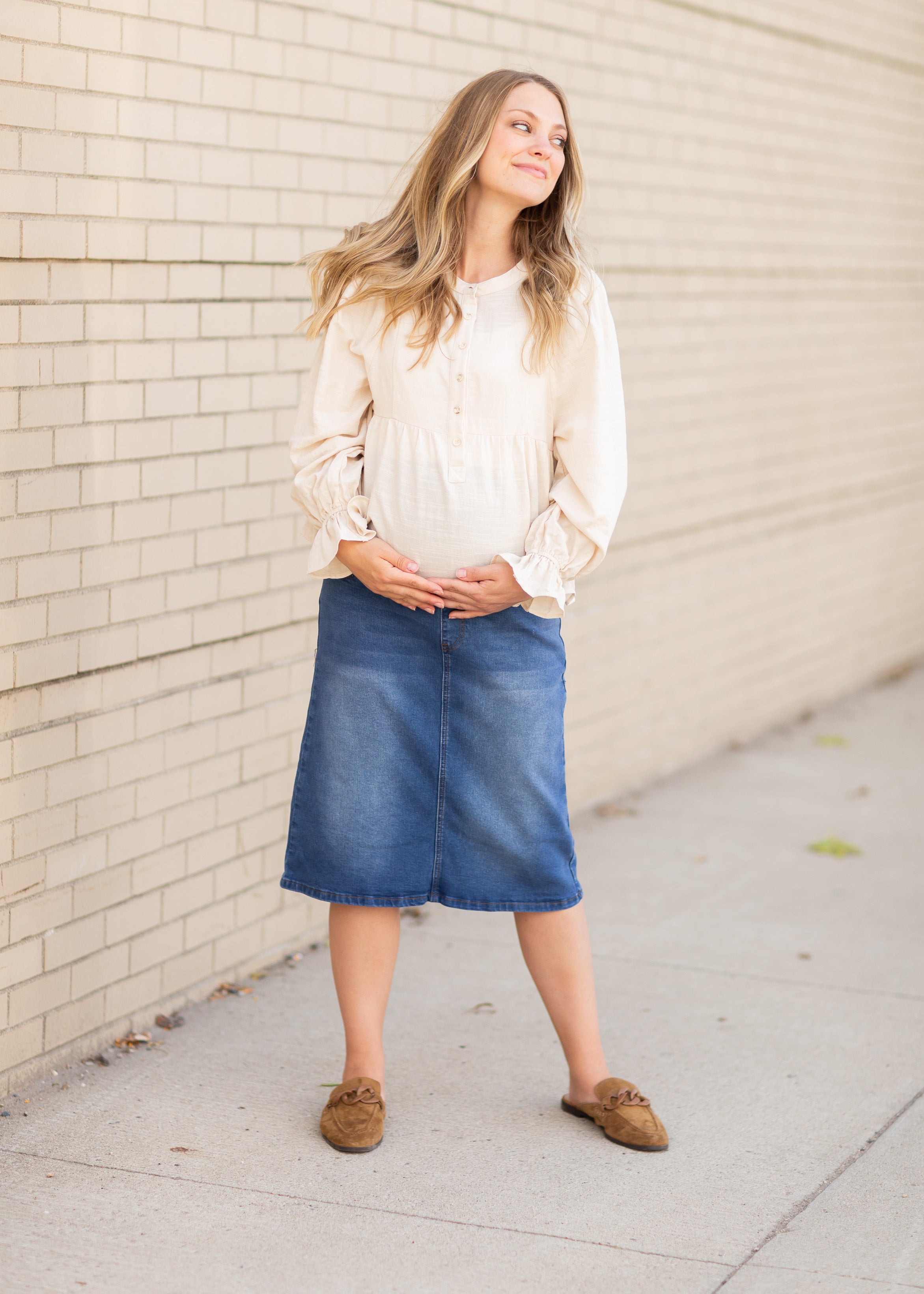 Remi Maternity Denim Midi Skirt