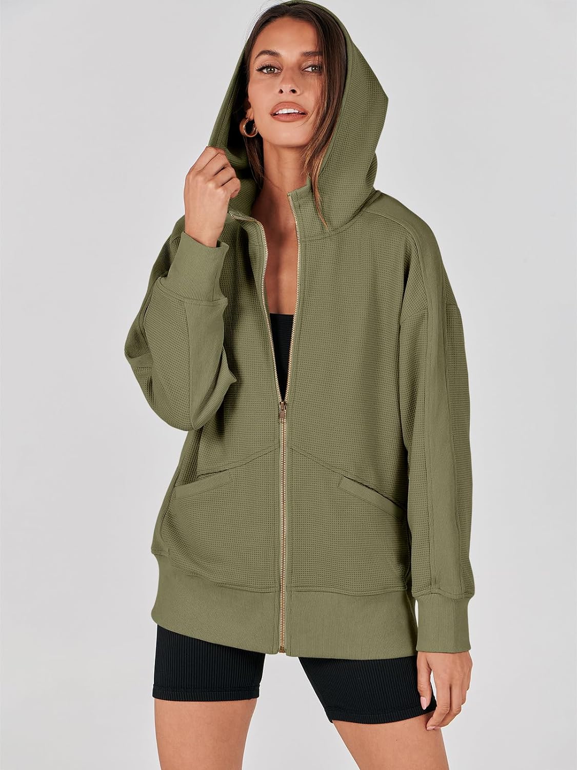 Waffle Knit Casual Jackets Outerwear