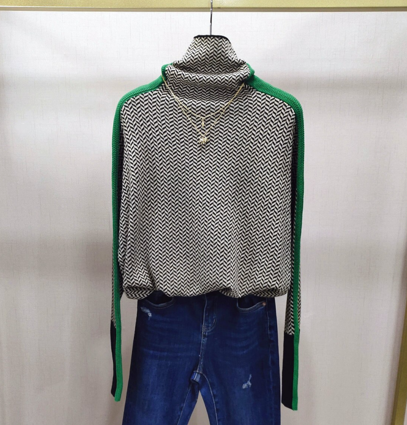 Jacquard Turtleneck Sweater