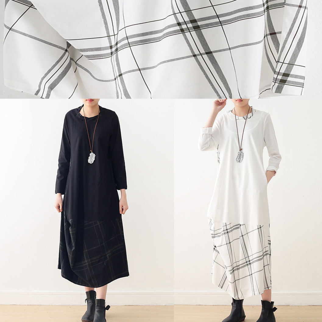 Modern o neck false two pieces cotton Wardrobes plus size Catwalk white cotton Dress spring