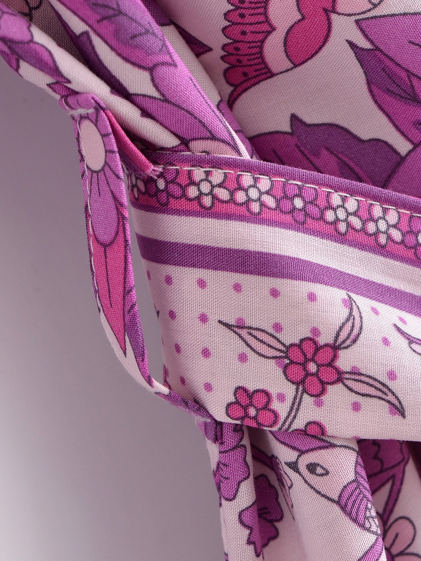 Lavender Lovebirds Boho Floral Print Short Robe