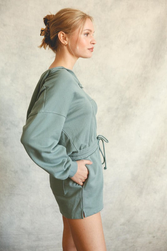 Bags Are Packed Romper in Sage