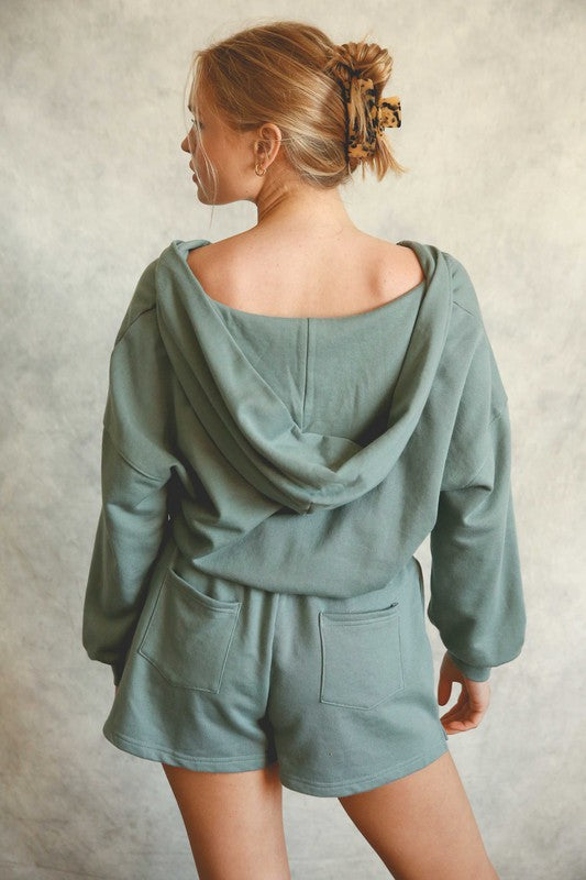 Bags Are Packed Romper in Sage