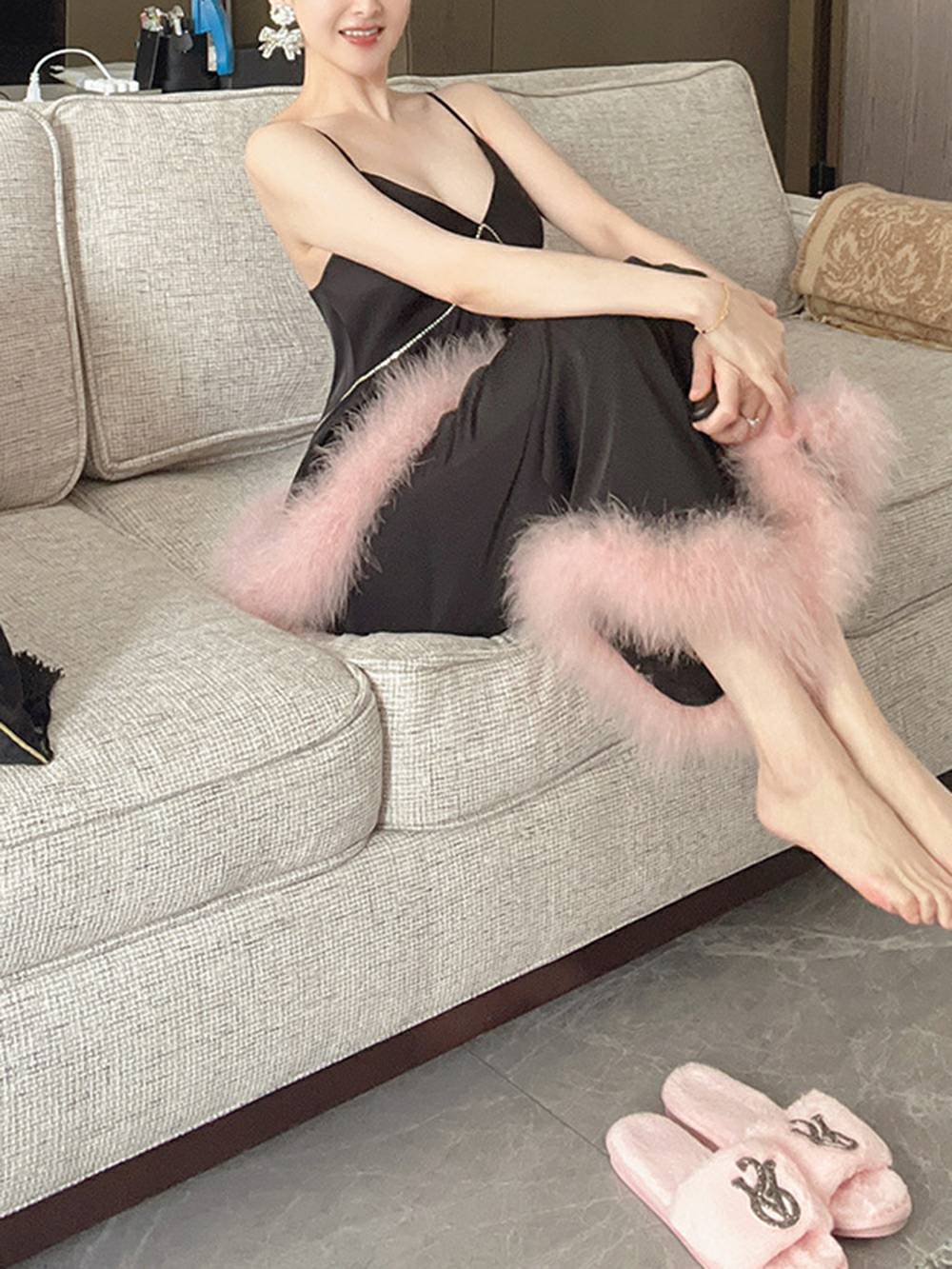 Feather Party Sling Pajamas Set