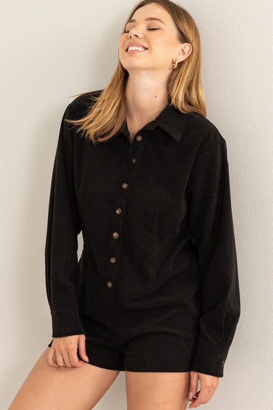 Winding Roads Romper in Black