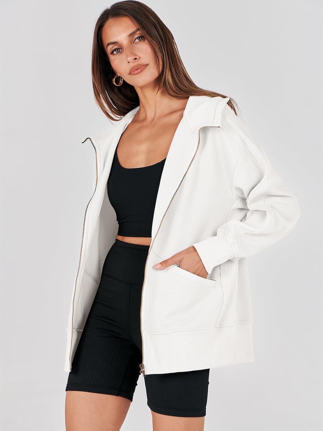 Waffle Knit Casual Jackets Outerwear