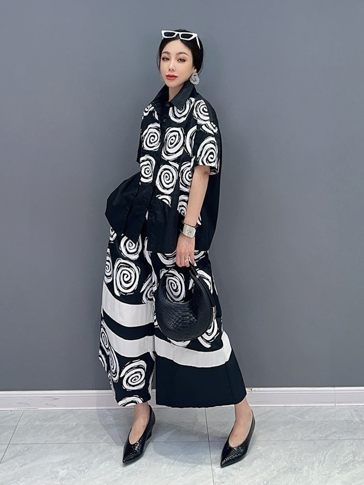 Casual Chic Blouse & Wide Leg Pants 2-Piece Set