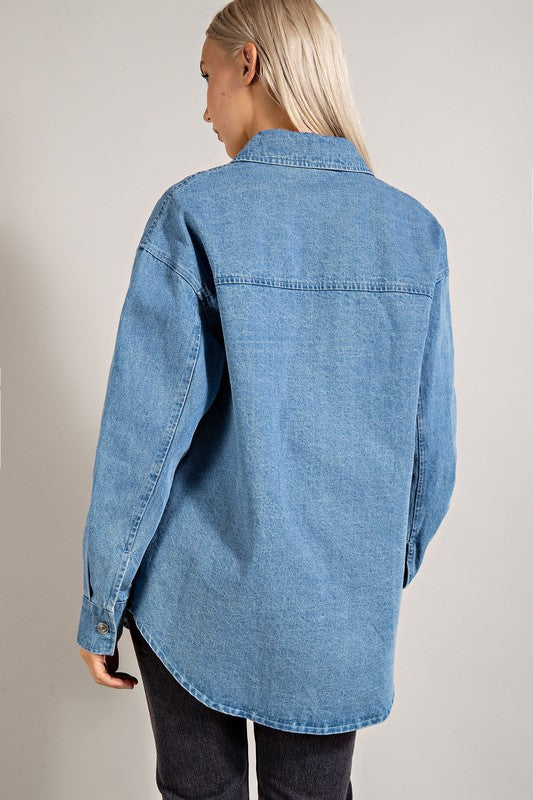 Denim Daze Shacket in Denim Blue