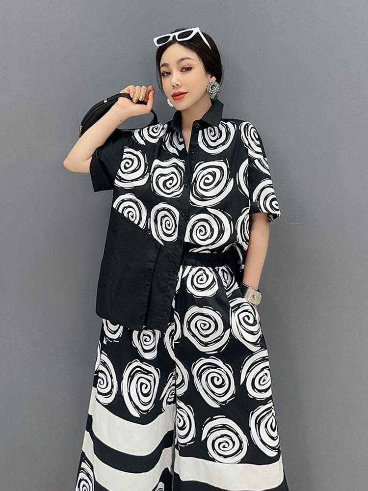 Casual Chic Blouse & Wide Leg Pants 2-Piece Set