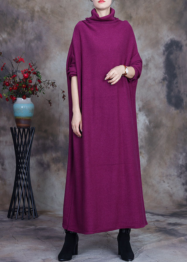 French Chocolate Turtle Neck Knit Dresses Spring