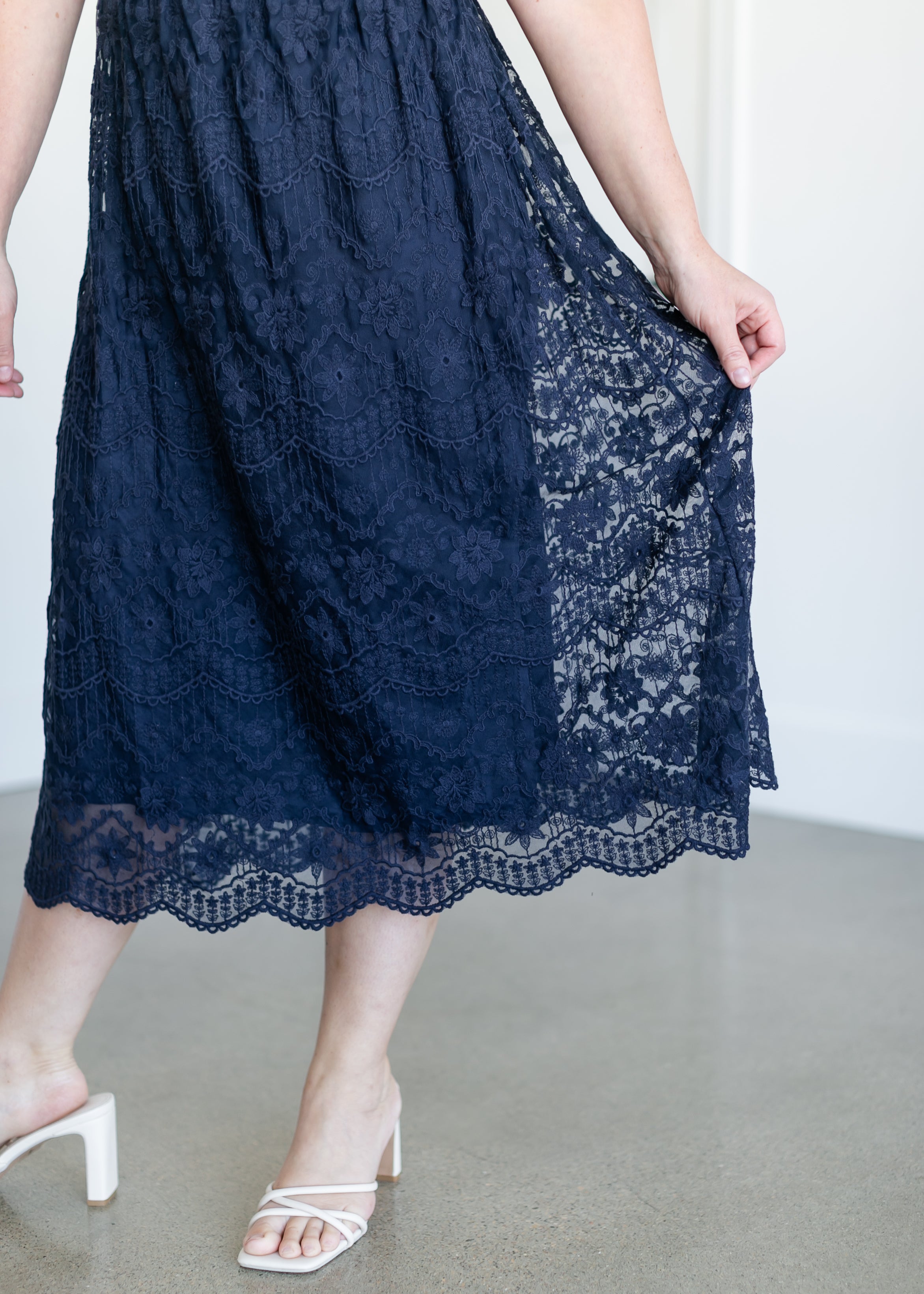 Embroidered Lace Midi Dress