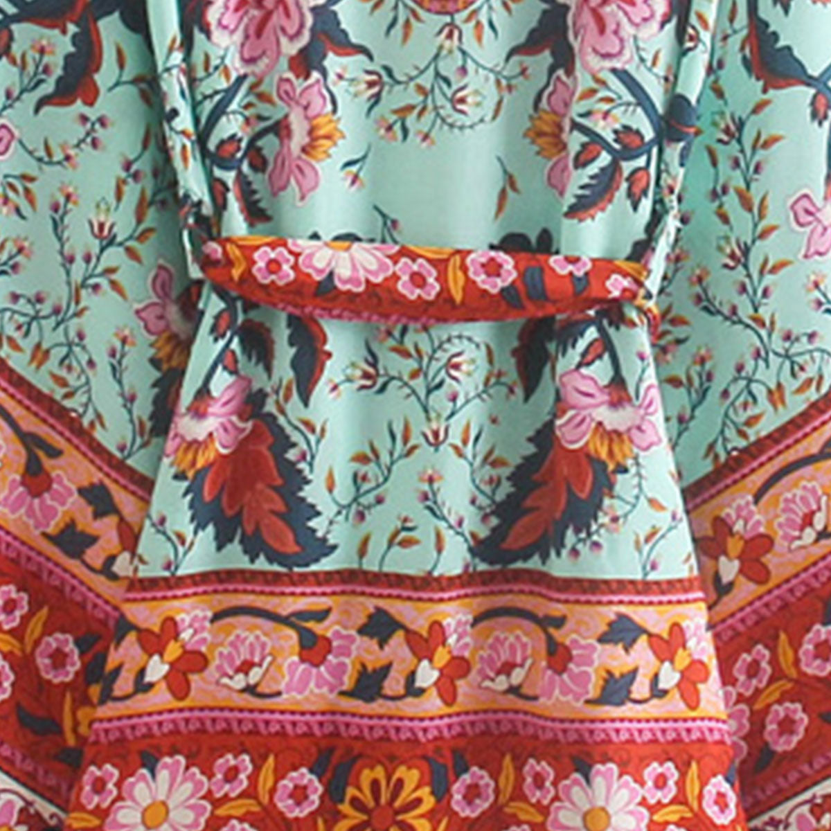 Teal Tropics Boho Floral Print Short Robe