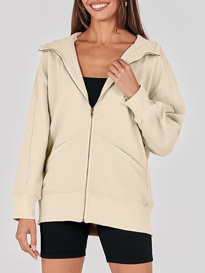 Waffle Knit Casual Jackets Outerwear