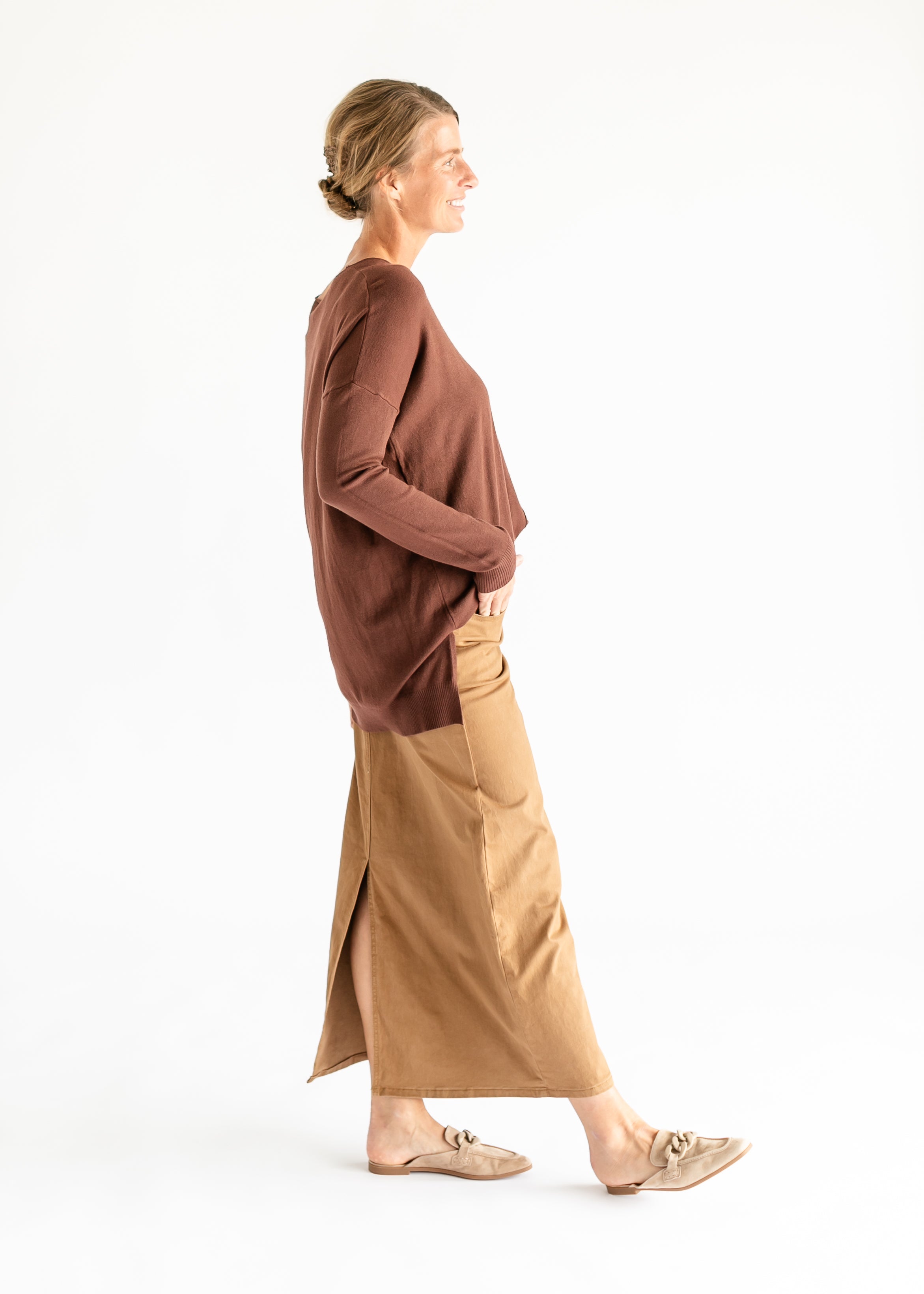 Stella Toasted Coconut Denim Maxi Skirt